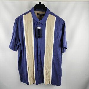 Nat Nast Dress Shirt Mens XL Multi Silk Blend S/S Retro Bowl Style Button Up NWT
